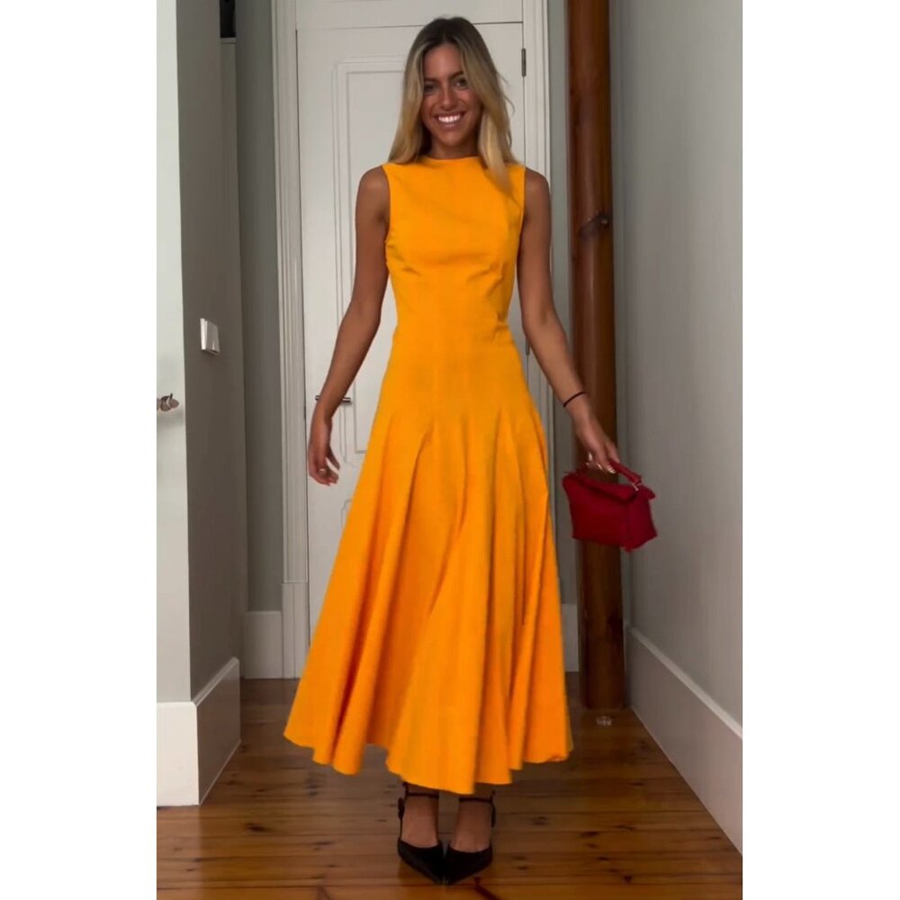 Zara Vibrant Orange Maxi Dress